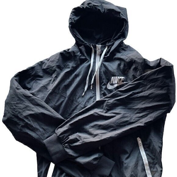NIKE WINDRUNNER Full Zip Jacket Black Women’s Sz Small Sail 904306 011 Casual - Picture 1 of 16